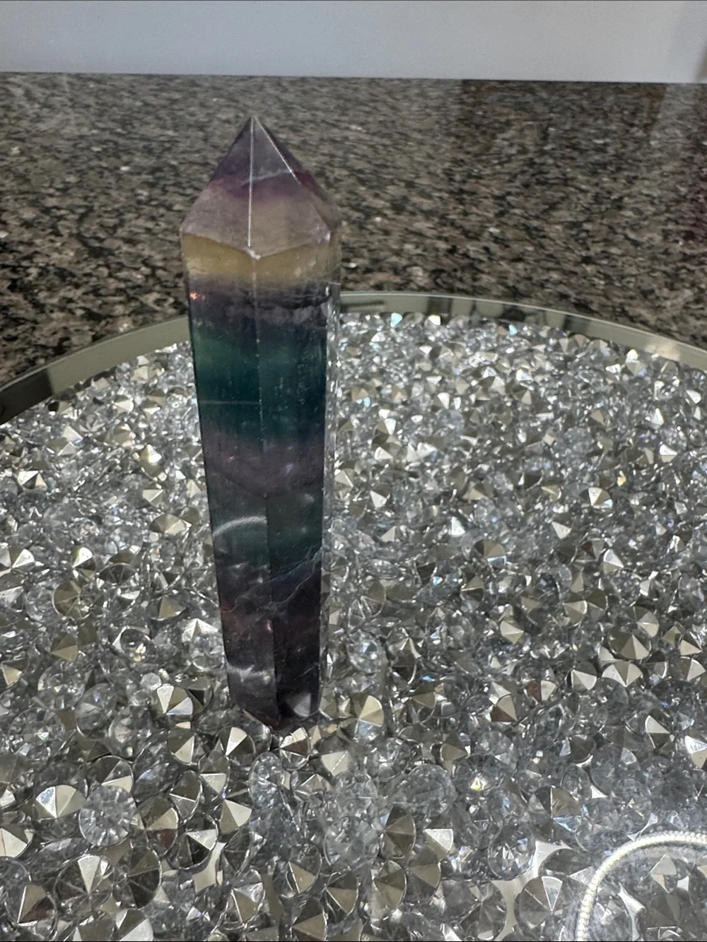 Multicolor Fluorite Tower Accent - Green, Purple & Cream